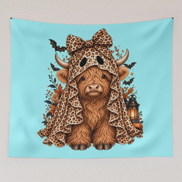 Item preview, Highland Cow Halloween Ghost Costume designed and sold by Bob Meme Life.
