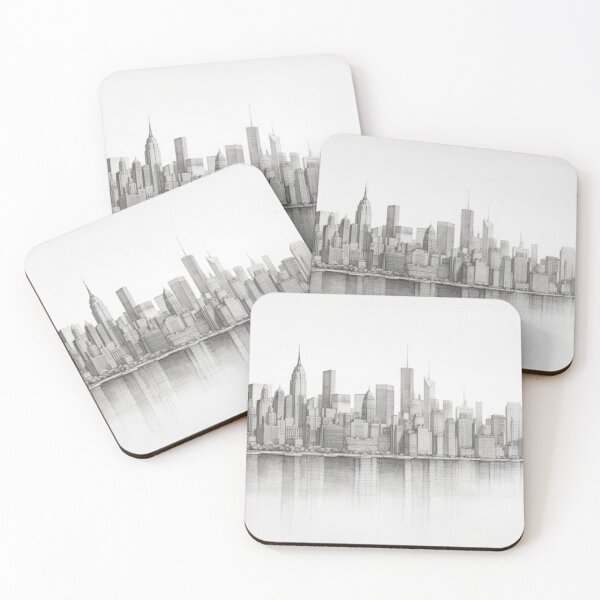 Item preview, Manhattan Skyline Pencil Drawing – Black & White NYC Cityscape Art designed and sold by GSizzle1.