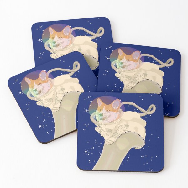 Item preview, Corgi Astronaut with Bone-Shaped Rocket – Retro Space Dog Art designed and sold by Eejee-SK.