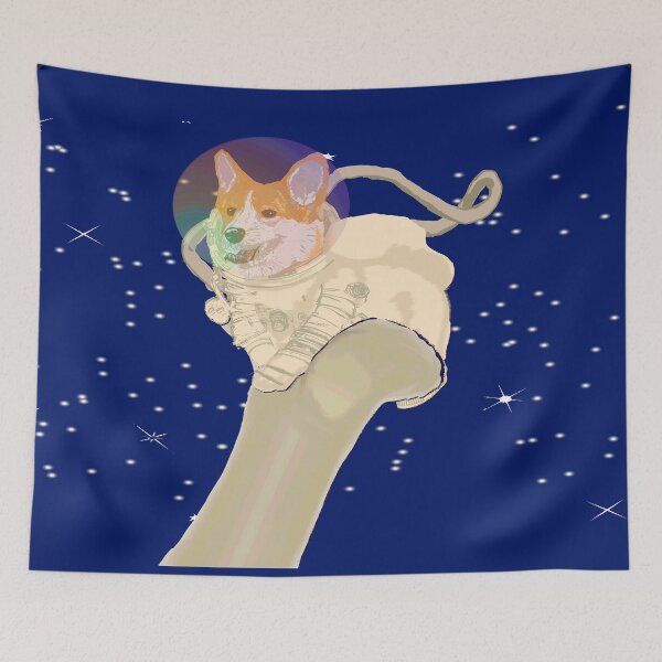 Item preview, Corgi Astronaut with Bone-Shaped Rocket – Retro Space Dog Art designed and sold by Eejee-SK.