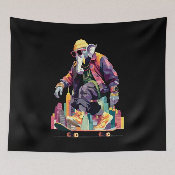 Item preview, Ganesha Skyline Skate Vision – Colorful Street Art designed and sold by PANNARUK .