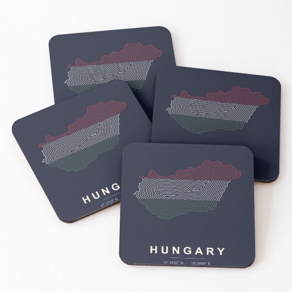 Item preview, Hungary Contour Map Poster – Hungarian Flag Colors Line Art with Coordinates designed and sold by youngVl.