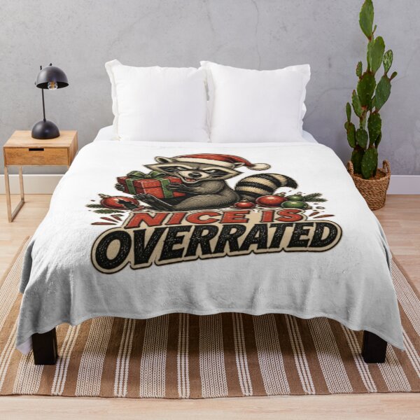 Item preview, Nice Is Overrated - Funny Naughty Christmas Raccoon Retro Art designed and sold by PrintWavePro.