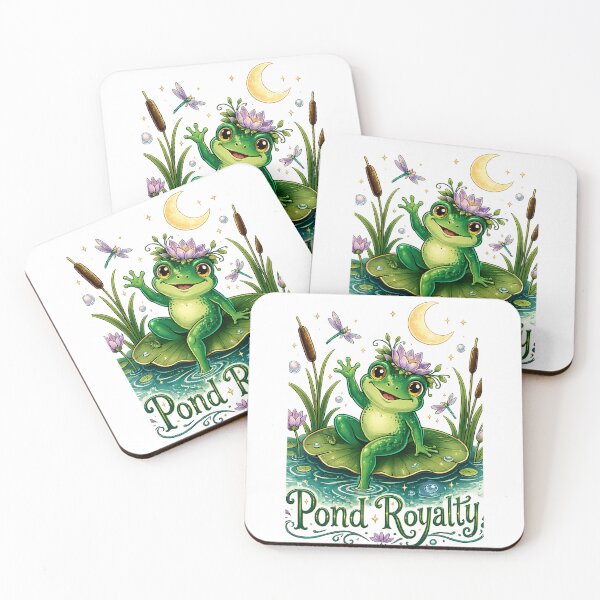 Item preview, Pond Royalty Cute Frog Princess Lily Pad Whimsical Fairycore Art designed and sold by inkoutninja.