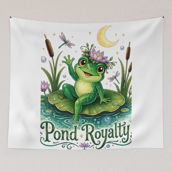 Item preview, Pond Royalty Cute Frog Princess Lily Pad Whimsical Fairycore Art designed and sold by inkoutninja.