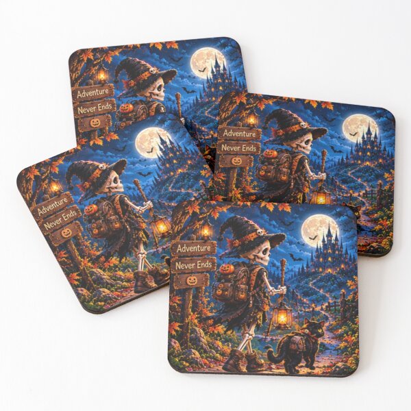 Item preview, Halloween Skeleton and Black Cat Adventure – Spooky Moonlit Forest Art designed and sold by SAMORA ORIGINALS.