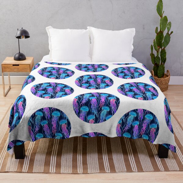 Item preview, Luminescent Rainbow Jellyfish On Navy Blue designed and sold by marc-palia.