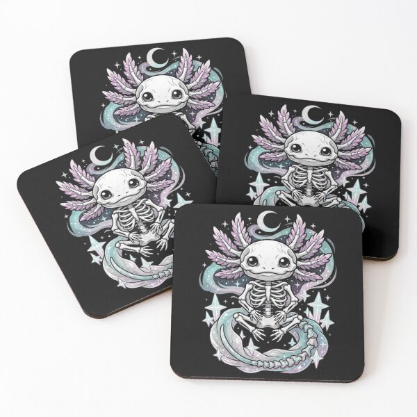 Item preview, Pastel Gothic Axolotl Skeleton with Celestial Moon Details designed and sold by MiALopezArt.