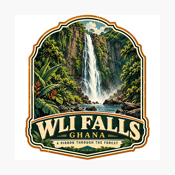 Item preview, Wli Falls Ghana A Ribbon Through The Forest African Waterfall Travel Souvenir designed and sold by Simsimah26Parks.