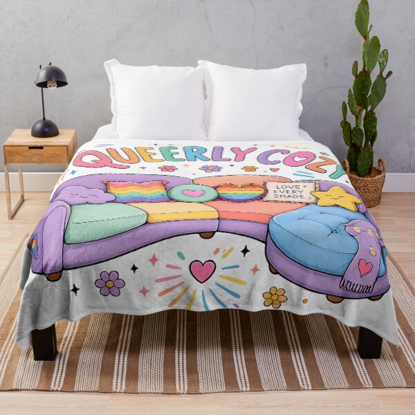 Item preview, Queerly Cozy Rainbow Pride Couch Cute LGBTQ Love and Inclusion Art designed and sold by inkoutninja.