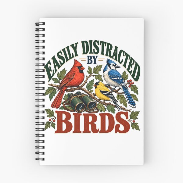Item preview, Easily Distracted By Birds Birdwatching Enthusiast Nature Lover designed and sold by SkeletonsDanger.