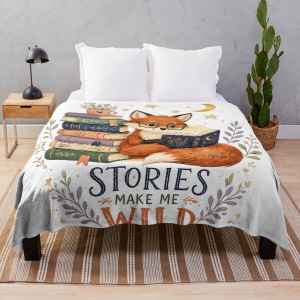 Item preview, Cute Reading Fox Book Lover Cottagecore Art Stories Make Me Wild Quote designed and sold by inkoutninja.