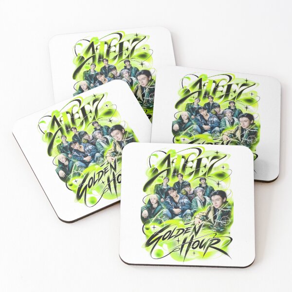 Item preview, Y2K Airbrush Lime Swirl ATEEZ Group Golden Hour Visual designed and sold by Valeree Store.