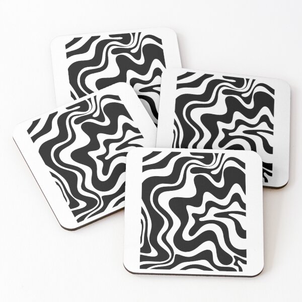 Item preview, Retro Liquid Swirl Abstract Pattern In Black And Almond Cream designed and sold by marc-palia.