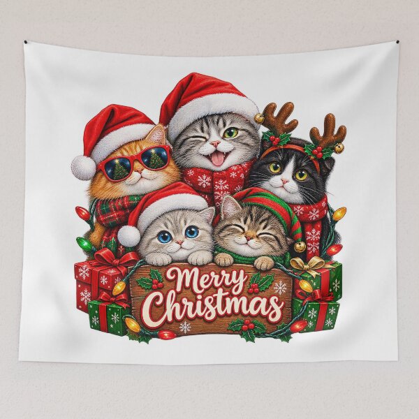 Item preview, Merry Christmas Cats – Cute Festive Kittens Holiday Design designed and sold by nnieketro.