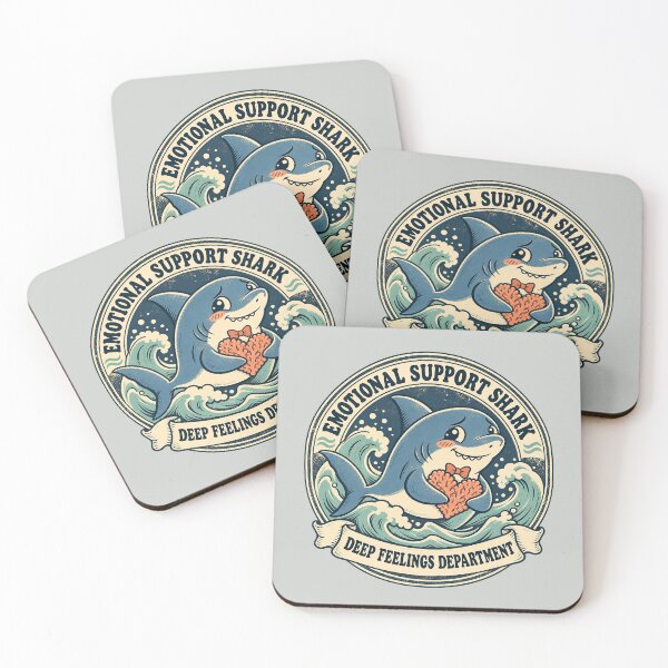 Item preview, Emotional Support Shark – Vintage Deep Feelings Mascot Badge designed and sold by  MAD's Recreation Studio.