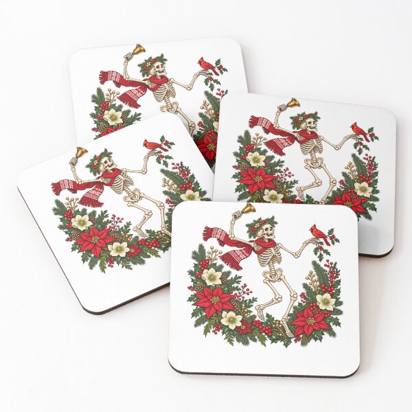 Item preview, Vintage Christmas Dancing Skeleton Floral Shirt designed and sold by LandFinStudio.