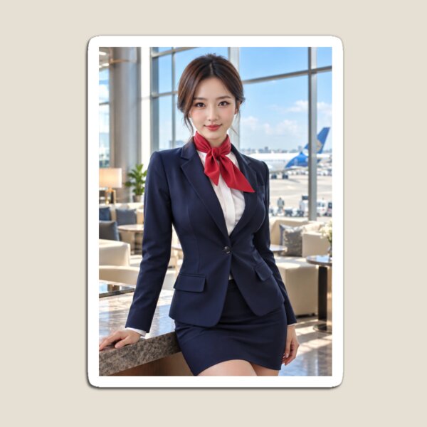 Item preview, Navy Elegance – Luxury Flight Attendant Fashion Portrait designed and sold by SEIMEI2025.