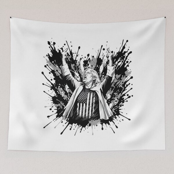 Item preview, Aunt Sue Middle Finger USA Flag Shirt Quote Black White Paint Splatter Adult Political Defiance Graphic designed and sold by Jackchapman97.