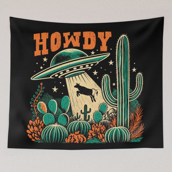 Item preview, Howdy Western Cow UFO Vintage Cowboy Alien designed and sold by lcnsdjstrtry.