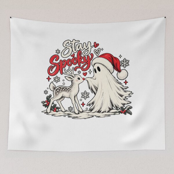 Item preview, Cute Christmas Ghost and Reindeer Shirt, Retro Spooky Holiday Tee designed and sold by LandFinStudio.