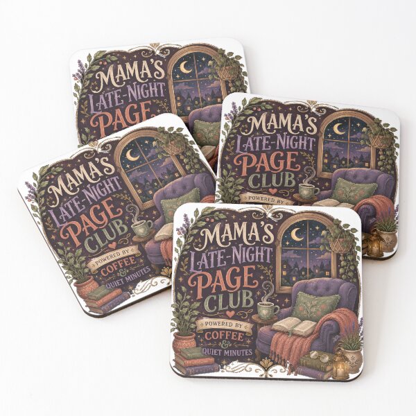 Item preview, Cozy Reading Nook Book Lover Coffee Art Mama's Late Night Page Club  designed and sold by inkoutninja.