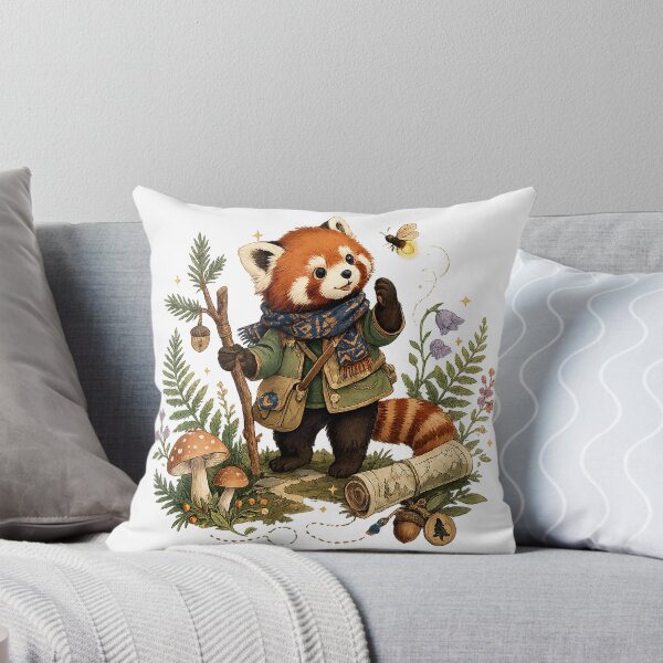 Item preview, Cute Red Panda Forest Explorer Whimsical Woodland Adventure Art designed and sold by inkoutninja.