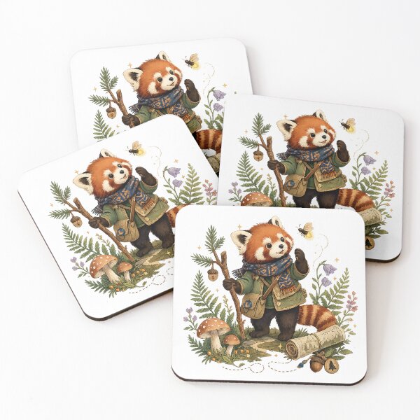 Item preview, Cute Red Panda Forest Explorer Whimsical Woodland Adventure Art designed and sold by inkoutninja.