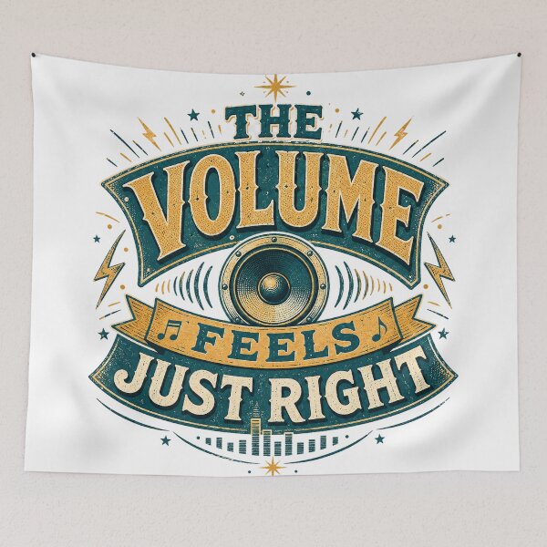 Item preview, The Volume Feels Just Right Vintage Speaker Music Lover Retro Typography Art designed and sold by inkoutninja.