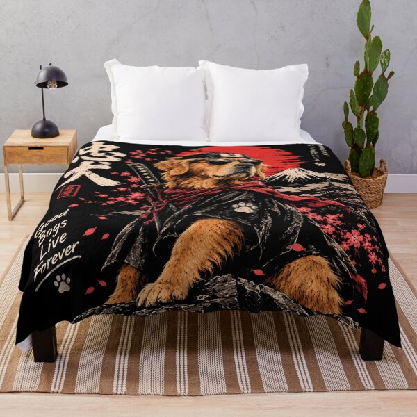 Item preview, Japanese Samurai Golden Retriever - Loyal Dog Katana Cherry Blossom Mount Fuji designed and sold by GenZFashion000.