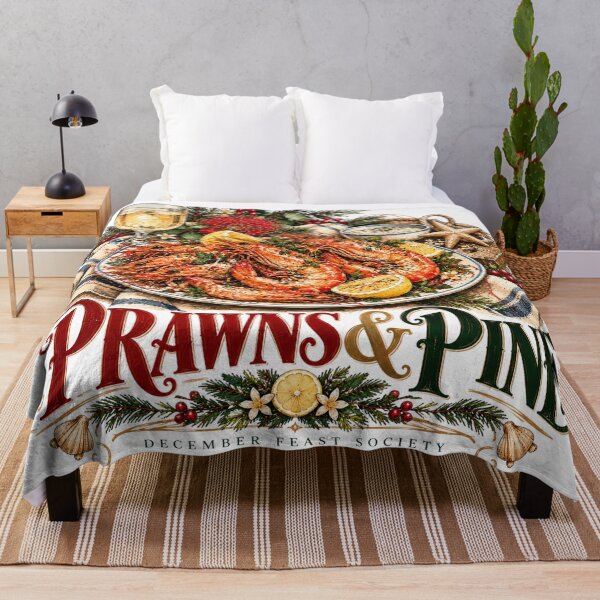 Item preview, Prawns & Pine Australian Summer Christmas Seafood Vintage Graphic designed and sold by pradeepvisuals.
