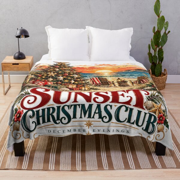 Item preview, Sunset Christmas Club Summer Coastal Holiday Vintage Graphic designed and sold by pradeepvisuals.