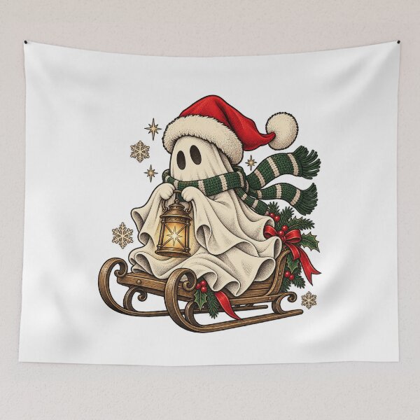 Item preview, Vintage Christmas Ghost on Sleigh Shirt designed and sold by LandFinStudio.