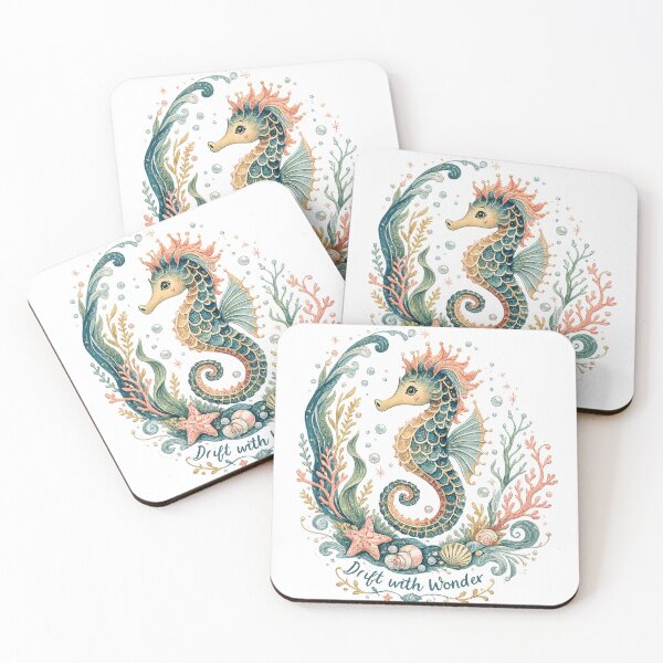 Item preview, Drift With Wonder Whimsical Seahorse Pastel Ocean Fantasy Watercolor Art designed and sold by inkoutninja.