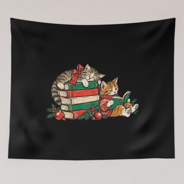Item preview, Christmas Kittens Reading and Sleeping on Books designed and sold by MiteKangerin.