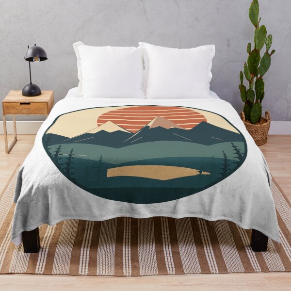 Item preview, Retro Mountain Sunset with Pine Trees and Alpine Lake designed and sold by Art Studio Shams.