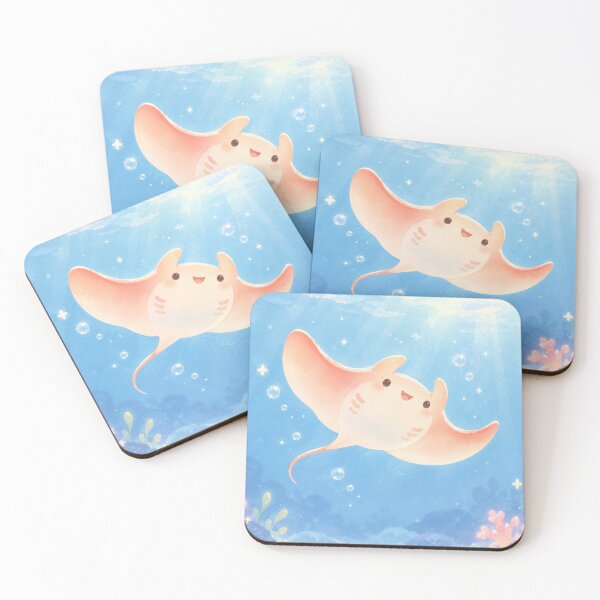 Item preview, Manta Ray Gliding Above a Pastel Coral Reef designed and sold by AshiraCreations.