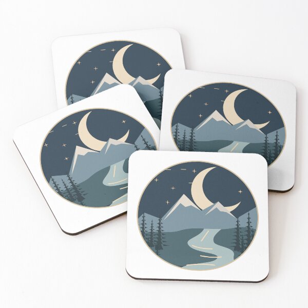 Item preview, Moonlit Mountain River and Evergreen Forest designed and sold by Art Studio Shams.