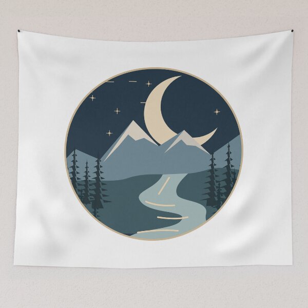 Item preview, Moonlit Mountain River and Evergreen Forest designed and sold by Art Studio Shams.