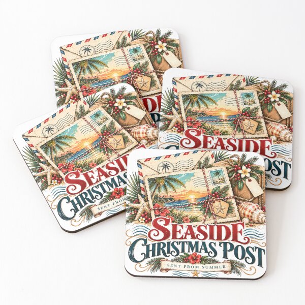 Item preview, Seaside Christmas Post Summer Holiday Vintage Coastal Graphic designed and sold by pradeepvisuals.