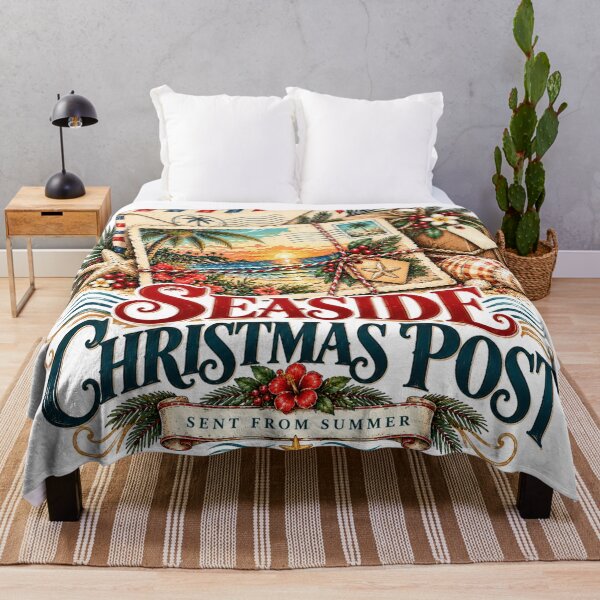 Item preview, Seaside Christmas Post Summer Holiday Vintage Coastal Graphic designed and sold by pradeepvisuals.