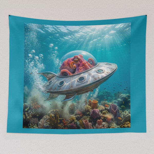 Item preview, Octopus UFO Blasts Off From His Watery Base designed and sold by Tridentulus.