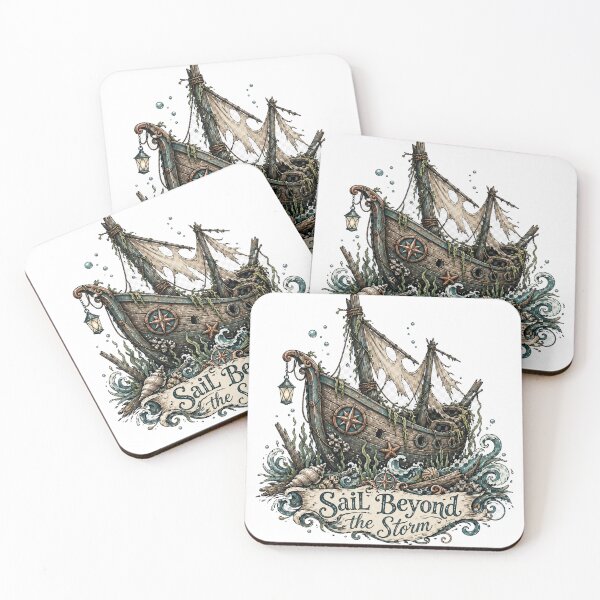 Item preview, Vintage Ghost Ship Nautical Ocean Adventure Art Sail Beyond the Storm  designed and sold by inkoutninja.