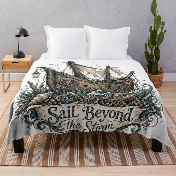 Item preview, Vintage Ghost Ship Nautical Ocean Adventure Art Sail Beyond the Storm  designed and sold by inkoutninja.