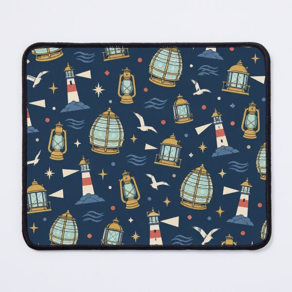 Item preview, Fresnel Lens Pattern | Antique Lighthouse Lenses, Lantern Rooms, Oil Lamps and Gulls on Navy designed and sold by NominalSystems.