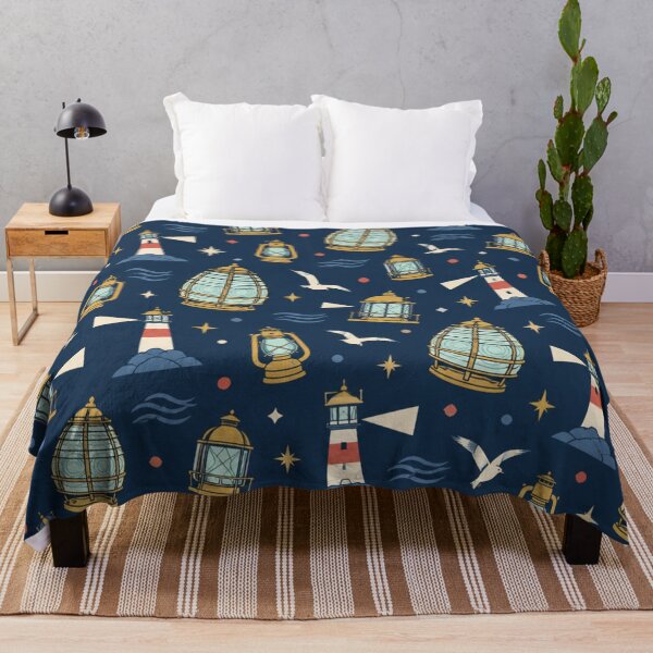 Item preview, Fresnel Lens Pattern | Antique Lighthouse Lenses, Lantern Rooms, Oil Lamps and Gulls on Navy designed and sold by NominalSystems.