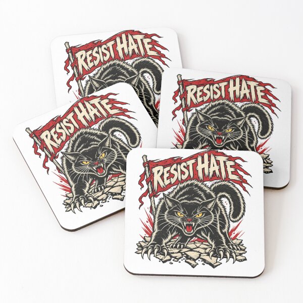 Item preview, Resist Hate Black Cat Vintage Punk Art designed and sold by LandFinStudio.