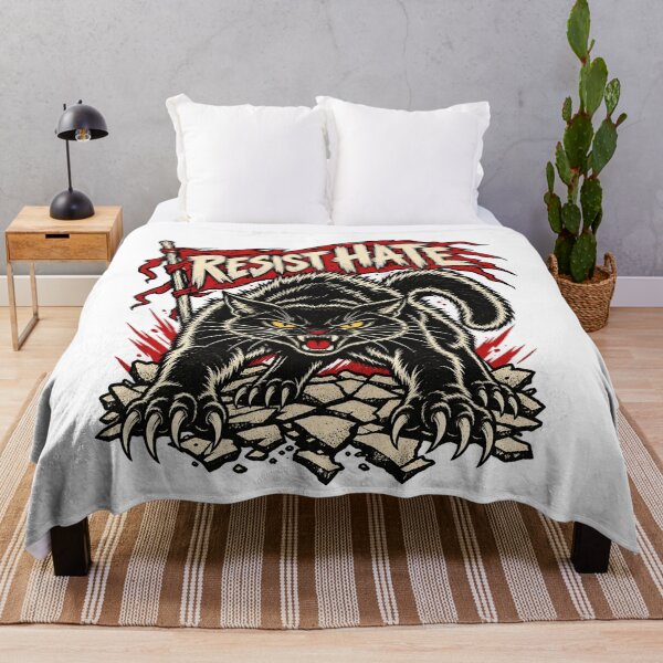 Item preview, Resist Hate Black Cat Vintage Punk Art designed and sold by LandFinStudio.