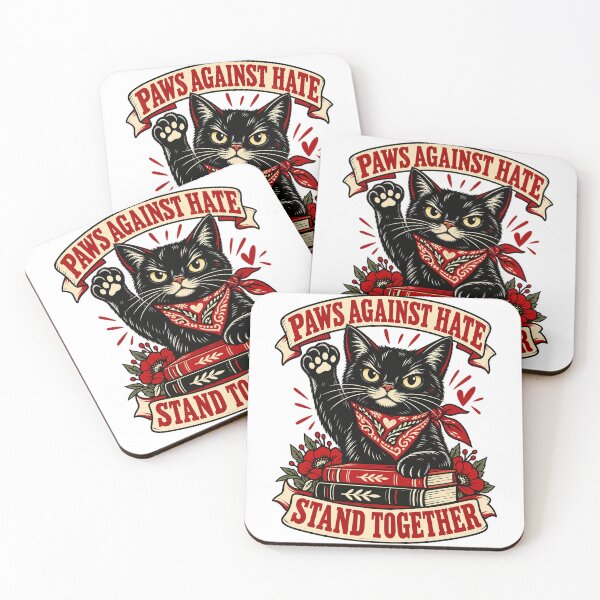 Item preview, Paws Against Hate Vintage Black Cat Shirt designed and sold by LandFinStudio.