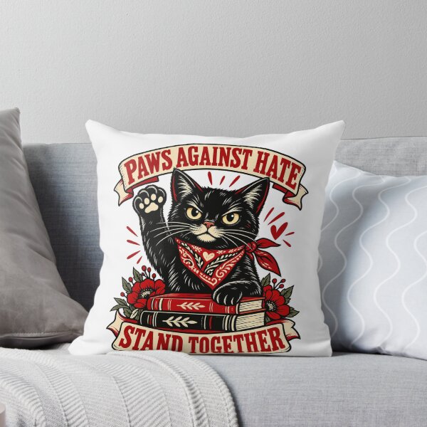 Item preview, Paws Against Hate Vintage Black Cat Shirt designed and sold by LandFinStudio.